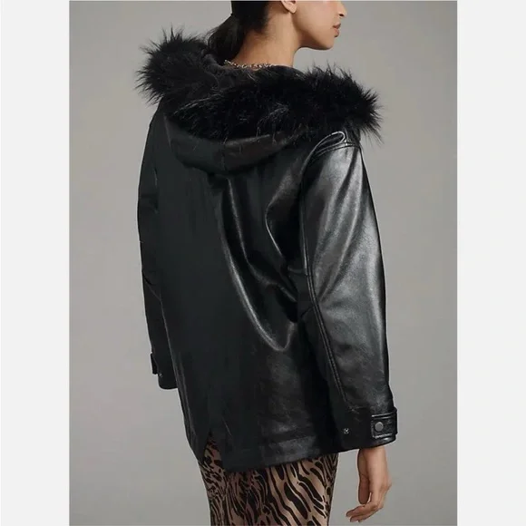 Anthropology X Pilcro Faux-Leather Hooded Jacket - Picture 3 of 11